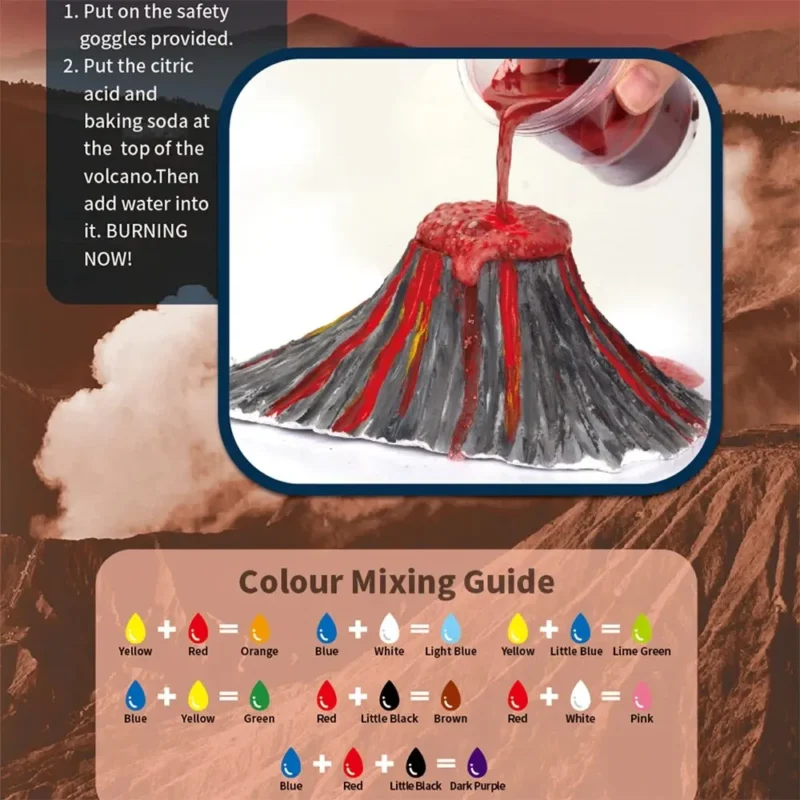 Creative Volcano Eruption Experiment Set DIY Painting Coloring Kit Child Popular Science Toy,Birthday Gifts for Boys and Girls - Image 5