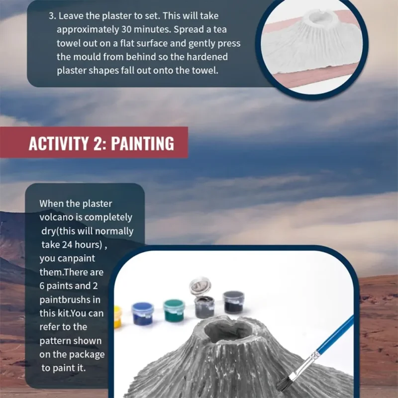 Creative Volcano Eruption Experiment Set DIY Painting Coloring Kit Child Popular Science Toy,Birthday Gifts for Boys and Girls - Image 4