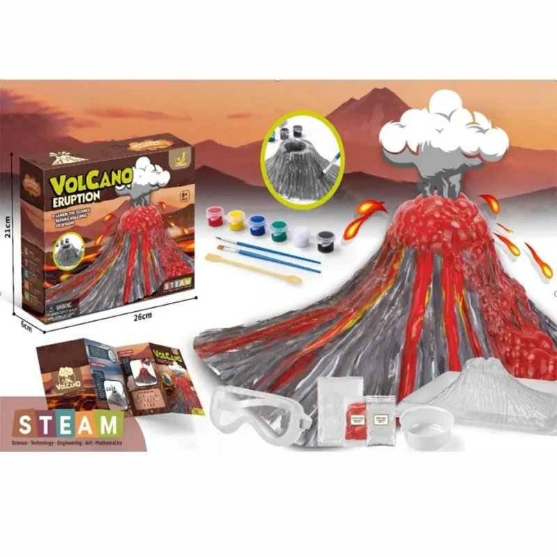 Creative Volcano Eruption Experiment Set DIY Painting Coloring Kit Child Popular Science Toy,Birthday Gifts for Boys and Girls